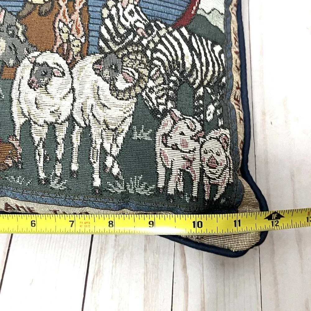 And They Came Two By Two Throw Pillow Tapestry Noah's Ark Animals Bible 14”x12”